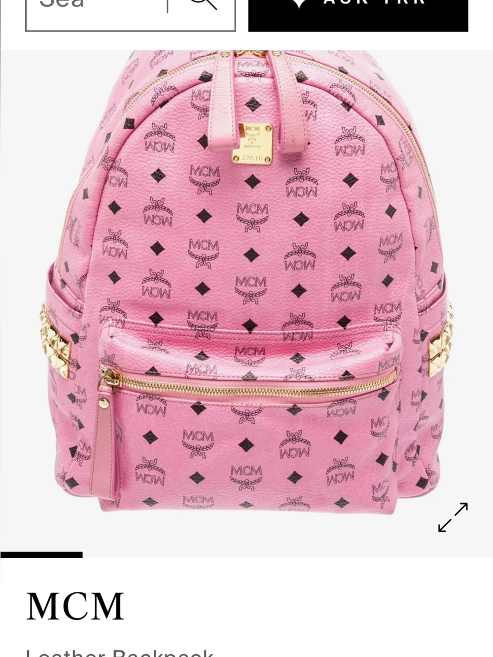 MCM Pink Visetos Monogram Backpack with Studded Sides